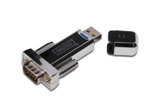 Konwerter / Adapter USB-A 1.1 męski do RS232 (DB9) męski | Chipset Prolific PL2303GT | Mocowanie na śruby | z dodatkowym kablem 