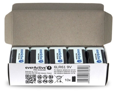 Bateria alkaliczna R9/6LR61 9V PRO ALKALINE, Opakowanie 10 szt.