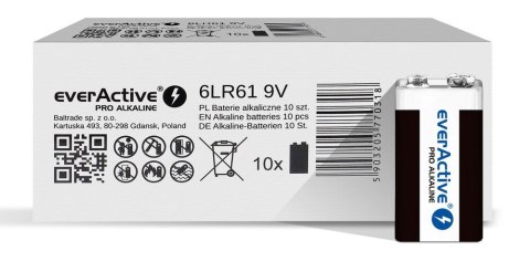 Bateria alkaliczna R9/6LR61 9V PRO ALKALINE, Opakowanie 10 szt.