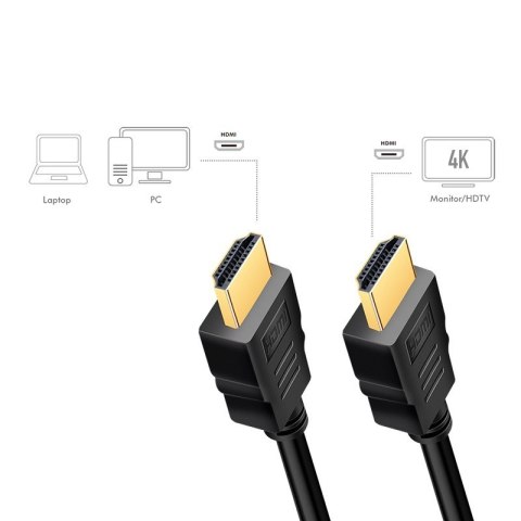 Kabel HDMI 4K/60Hz, CCS , czarny, 1m
