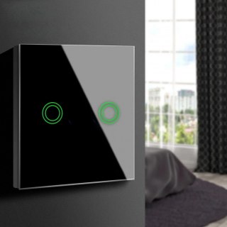 Dotykowy włącznik światła podwójny Wi-Fi SMART MCE714B czarny