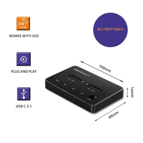 Stacja dokująca dysków 2x SSD M.2 SATA | NGFF | USB typ C