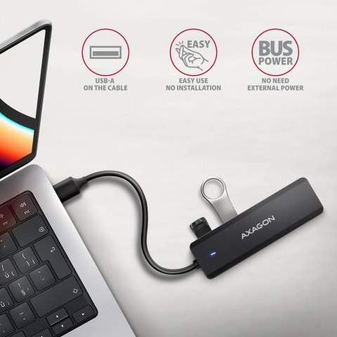 HUB 4-portowy HUE-C1A USB 5Gbps Travel, USB-C power IN, kabel Type-A 19cm, USB-C dodatkowe zasilanie