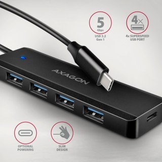 HUB 4-portowy HUE-C1C USB 5Gbps Travel, USB-C power IN, kabel Type-C 19cm, USB-C dodatkowe zasilanie