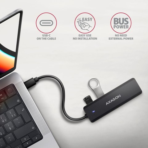 HUB 4-portowy HUE-C1C USB 5Gbps Travel, USB-C power IN, kabel Type-C 19cm, USB-C dodatkowe zasilanie