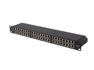 Patch panel 48 portów 1U 19 cali kat.6 ftp ekranowany czarny