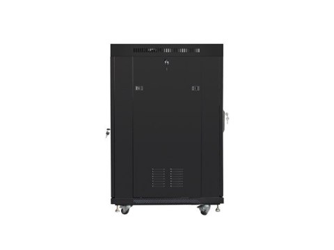 Szafa stojąca 19 cali 22U 600x800 drzwi szklane LCD (flat pack) v2 czarna