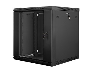 Szafa instalacyjna wisząca 19 cali 12U 600X600mm czarna (drzwi szklane)