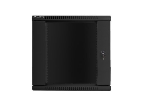 Szafa instalacyjna wisząca 19 cali 12U 600X600mm czarna (drzwi szklane)