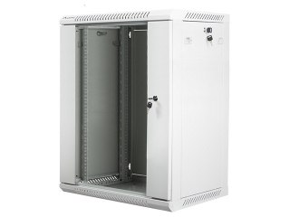 Szafa instalacyjna wisząca 19 cali 15U 600X450mm szara (drzwi szklane)