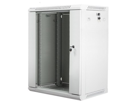 Szafa instalacyjna wisząca 19 cali 15U 600X450mm szara (drzwi szklane)
