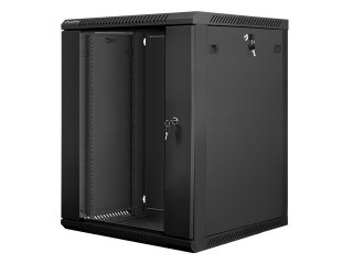 Szafa instalacyjna wisząca 19 cali 15U 600X600mm czarna (drzwi szklane)