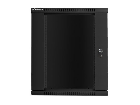 Szafa instalacyjna wisząca 19 cali 15U 600X600mm czarna (drzwi szklane)
