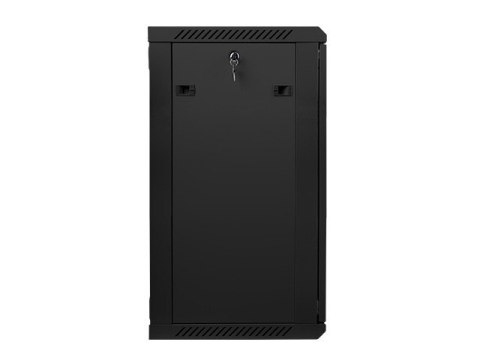 Szafa instalacyjna wisząca 19 cali 18U 600X450mm czarna (drzwi szklane)