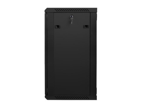 Szafa instalacyjna wisząca 19 cali 18U 600X450mm czarna (drzwi szklane)