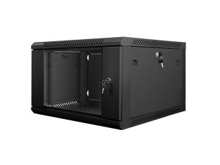 Szafa instalacyjna wisząca 19 cali 6U 600X600mm czarna (drzwi szklane)