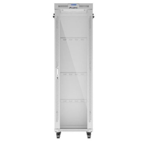 Szafa stojąca rack 19 cali 42U 600x800 szara drzwi szklane flack pack