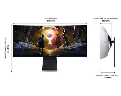 Monitor 34 cale Odyssey G8 OLED 3440x1440 UWQHD 21:9 2xHDMI 1xDP 2xUSB 3.0 0,03ms 175Hz HAS zakrzywiony głośniki 2Y2d2 (LS34DG85