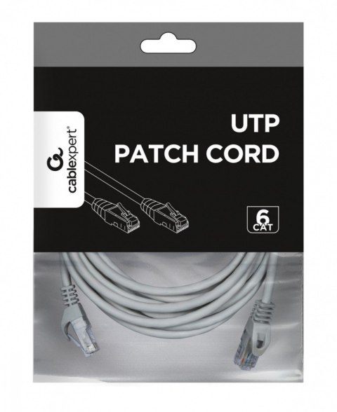 Patch cord kat.6 miedź UTP 5m szary