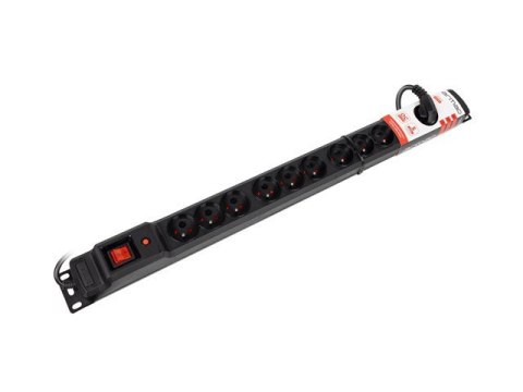 Listwa przeciwprzepięciowa M12/16A Rack 19'' 1.5m czarna (12 gniazd)
