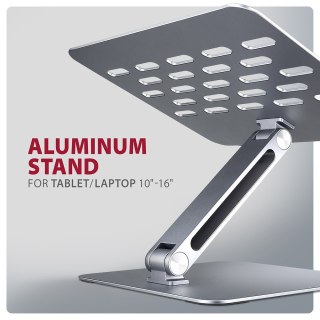 STND-LQ Podstawa do laptopów aluminiowa 10-17.3 cali, regulowane kąty nachylenia, Szara