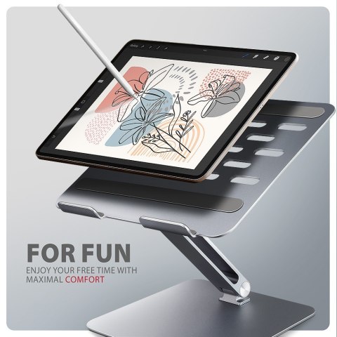 STND-LQ Podstawa do laptopów aluminiowa 10-17.3 cali, regulowane kąty nachylenia, Szara