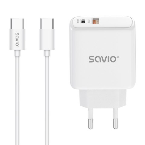 Ładowarka sieciowa LA-10 30W Quick Charge Power Delivery 3.0 Biała + Kabel