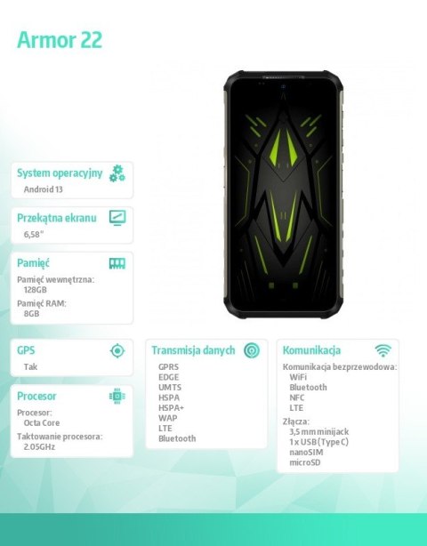 Smartfon Armor 22 4G 8/256GB IP69K zielony