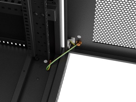 Szafa instalacyjna rack stojąca 19 cali 15U 600x600 drzwi perforowane czarna (Flat pack)