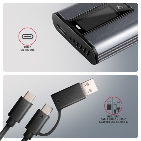 EEM2-SD2 Obudowa zewnętrzna aluminiowa bezśrubowa USB-A/C 3.2 Gen2 M.2 NVMe/SATA wyświetlacz LED, szary