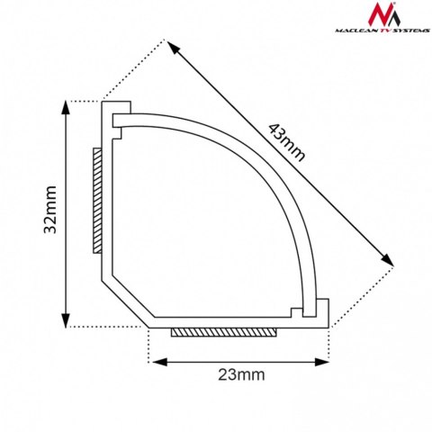 Listwa maskująca kanał kablowy 1.5m 43x23 mm Biała MCTV-575 z taśmą