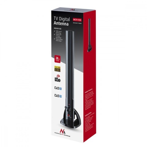 Antena TV DVB-T/T2 H.265 HEVC tubowa filtr LTE MCTV-930 Czarna